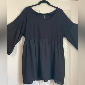 XL Piphany Black Babydoll Style Top with Bell Sleeves